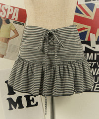 ボーダーティアードミニスカパン