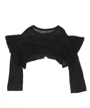 フリルメッシュショートカーデ