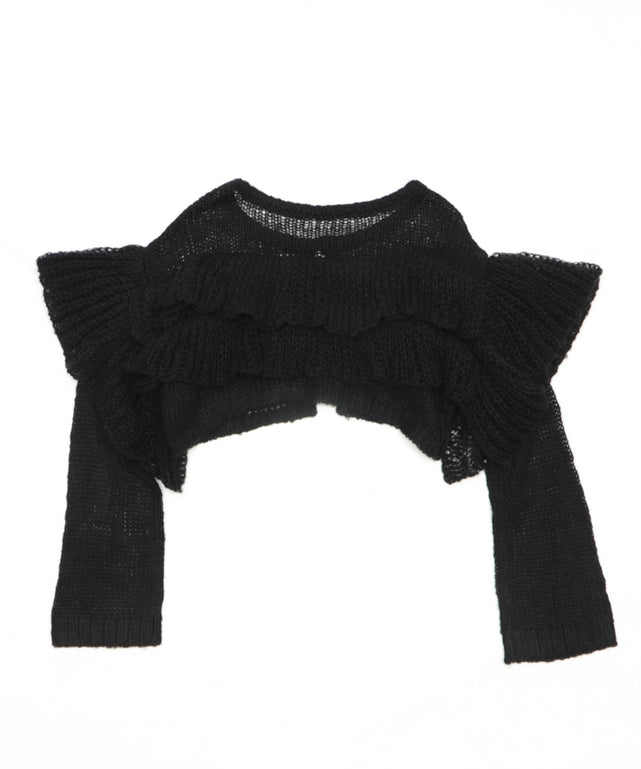 フリルメッシュショートカーデ