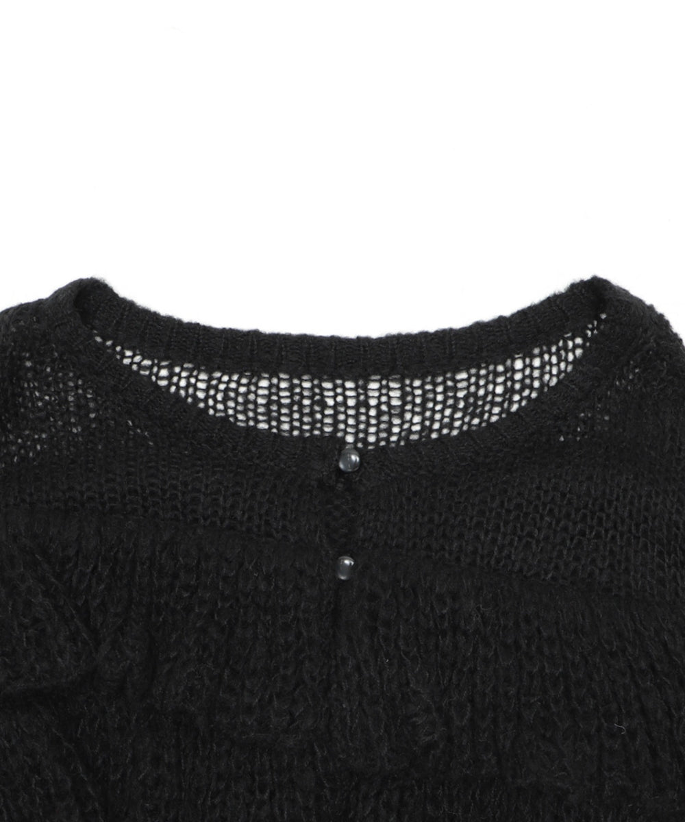 フリルメッシュショートカーデ