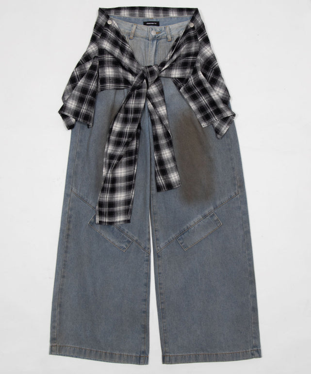 ウエストクロスワイドデニム/デニム