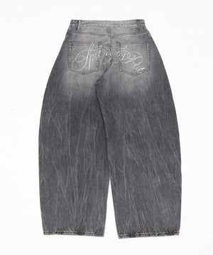 ラインストーンbackロゴデニム