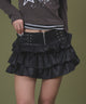 スタッズフリルティアードミニスカパン/ブラック モデル：160cm S着用