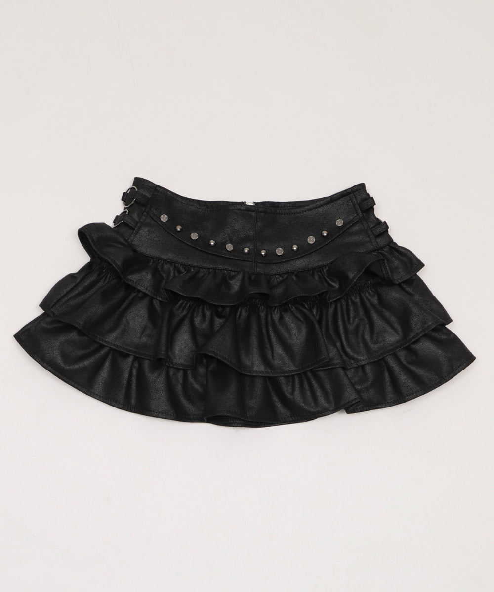 スタッズフリルティアードミニスカパン