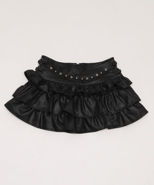 スタッズフリルティアードミニスカパン