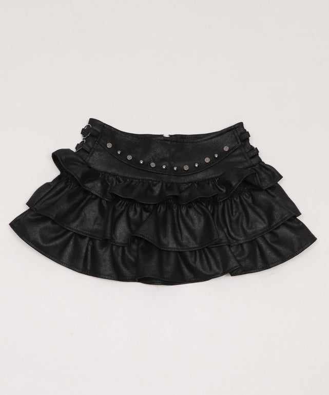 スタッズフリルティアードミニスカパン