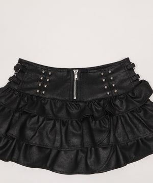 スタッズフリルティアードミニスカパン