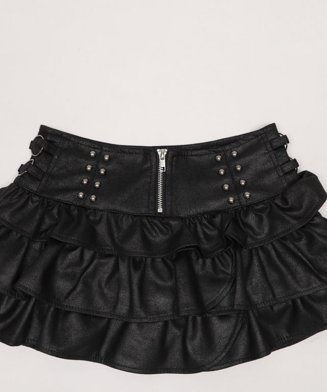 スタッズフリルティアードミニスカパン