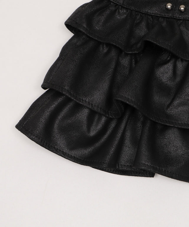 スタッズフリルティアードミニスカパン