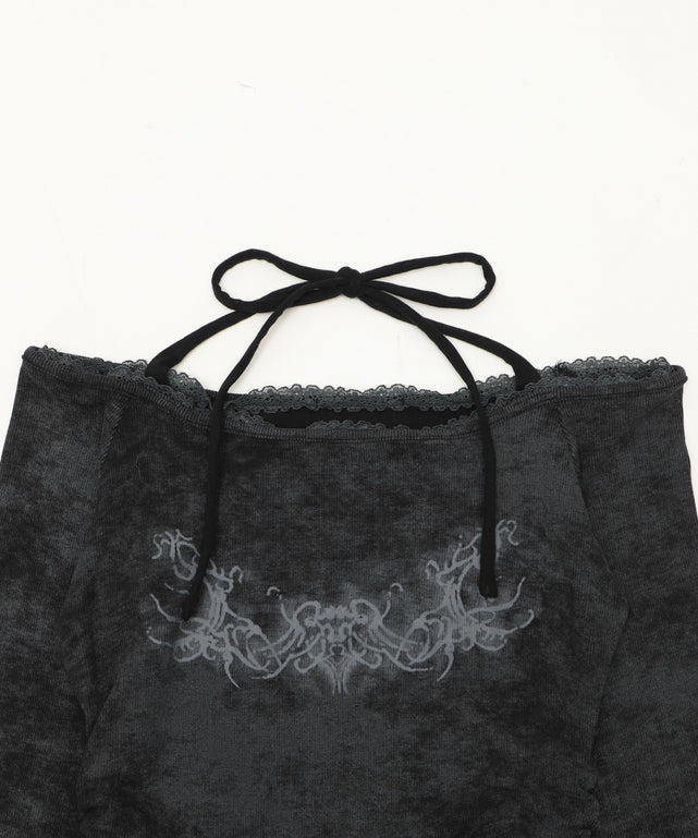 グラフィックオフショルレーストップ