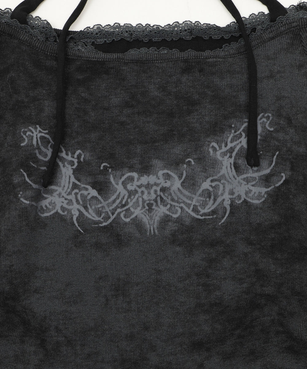 グラフィックオフショルレーストップ