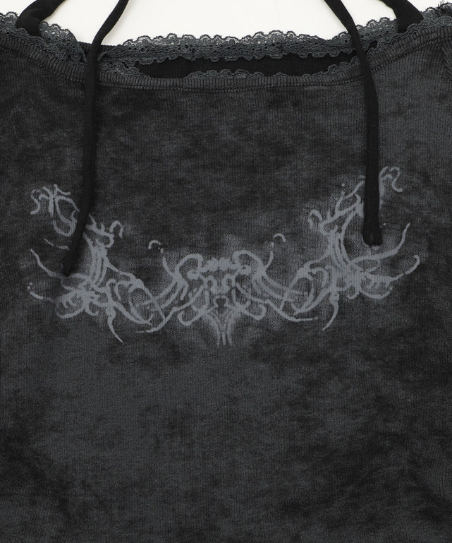 グラフィックオフショルレーストップ