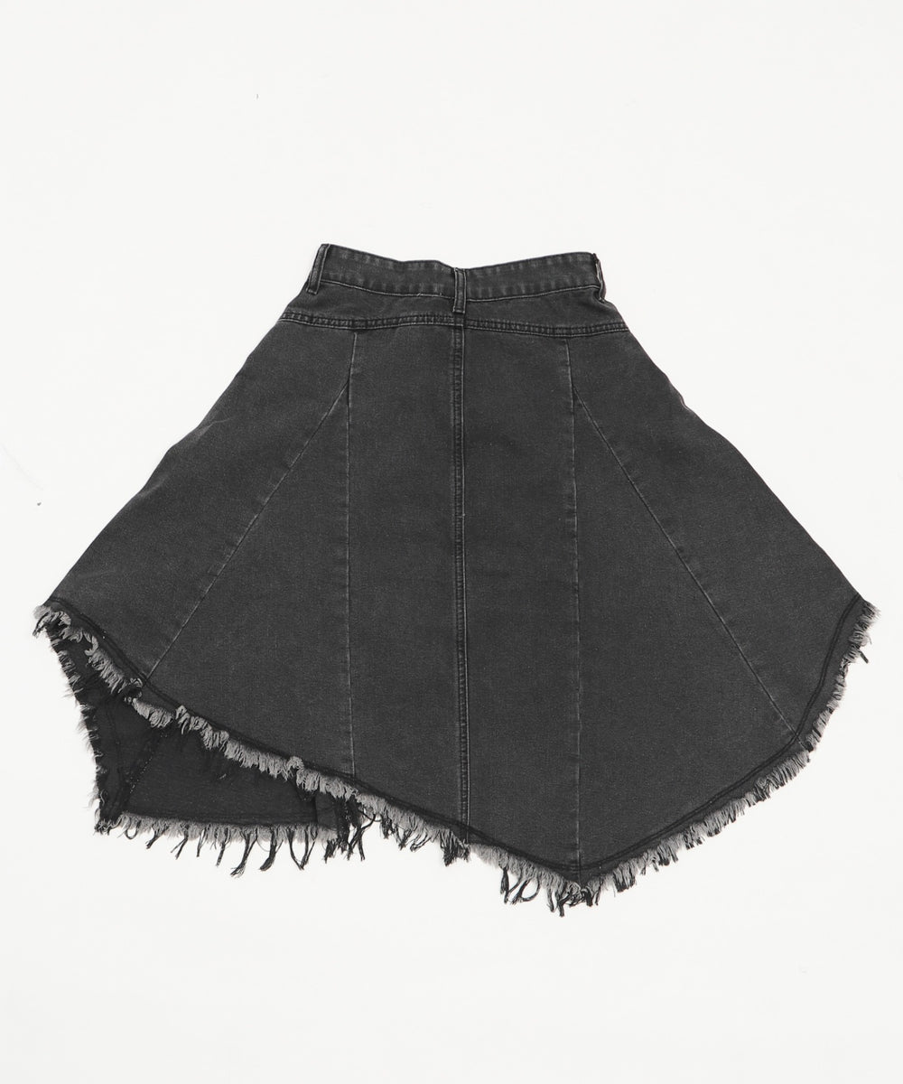 タックフリンジデニムスカート