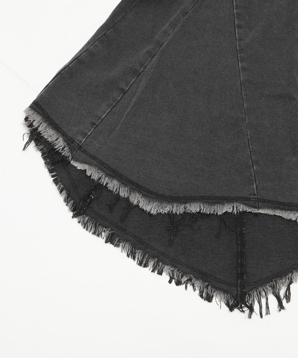 タックフリンジデニムスカート