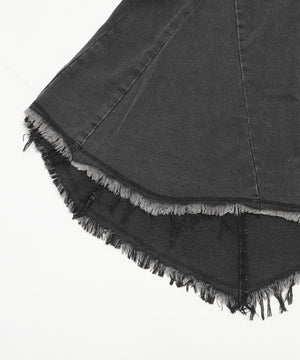 タックフリンジデニムスカート