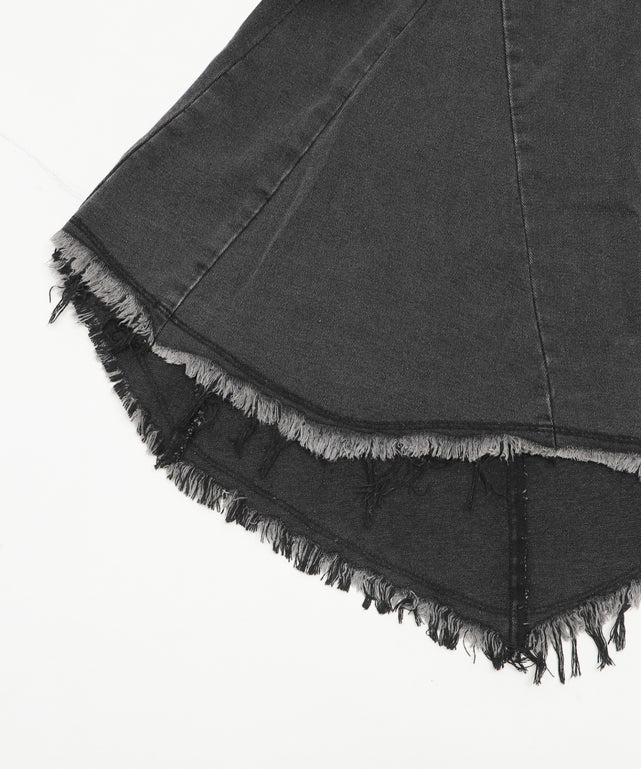 タックフリンジデニムスカート