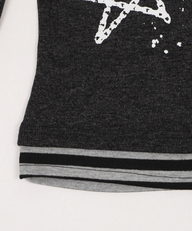 グラフィックオフショルボーダートップ