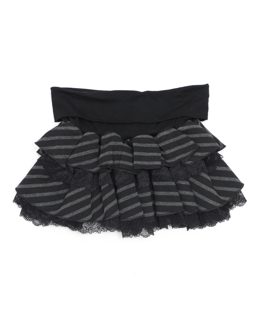 レースアップボーダーティアードスカパン