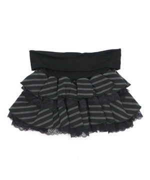 レースアップボーダーティアードスカパン