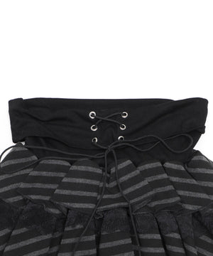 レースアップボーダーティアードスカパン