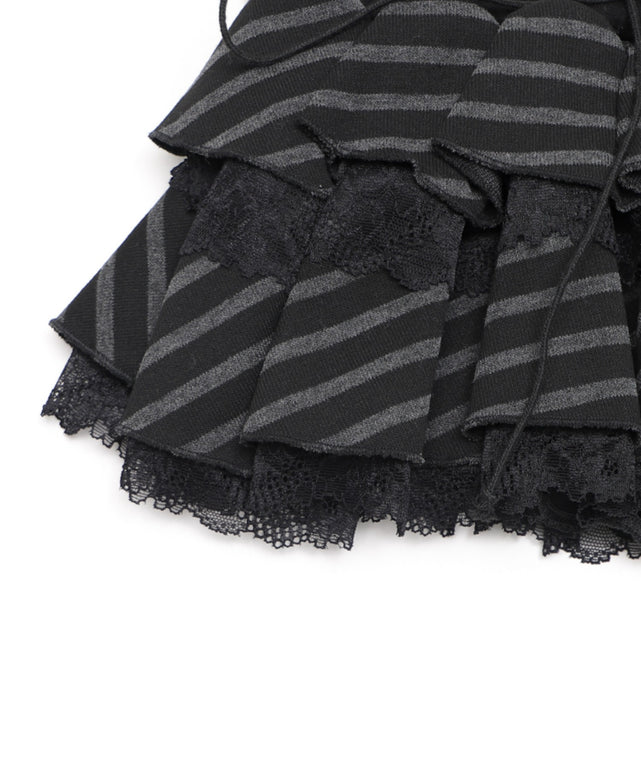 レースアップボーダーティアードスカパン