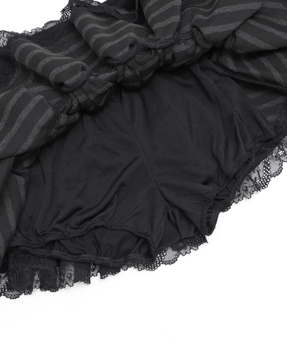 レースアップボーダーティアードスカパン