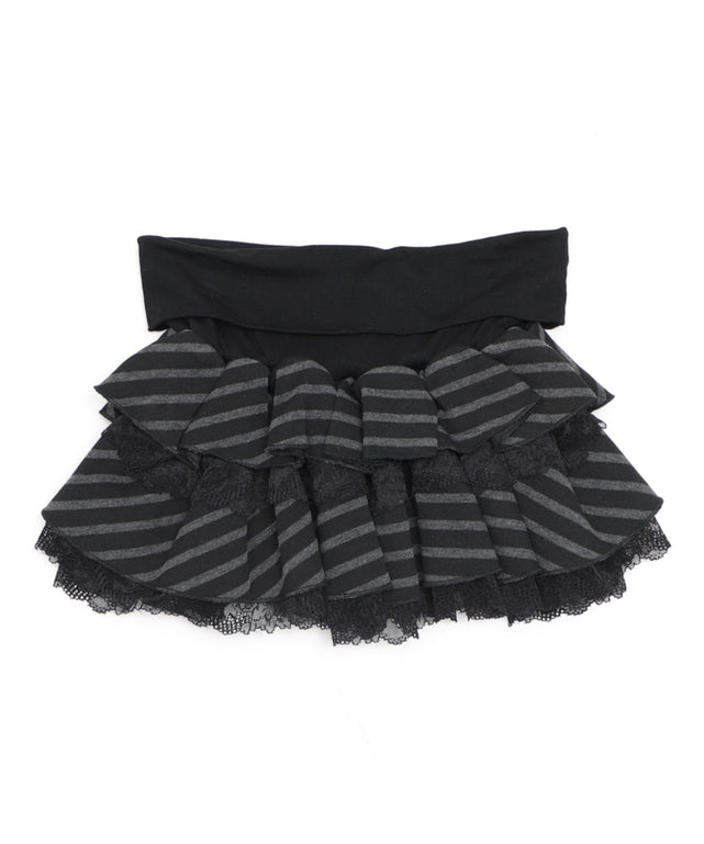 レースアップボーダーティアードスカパン