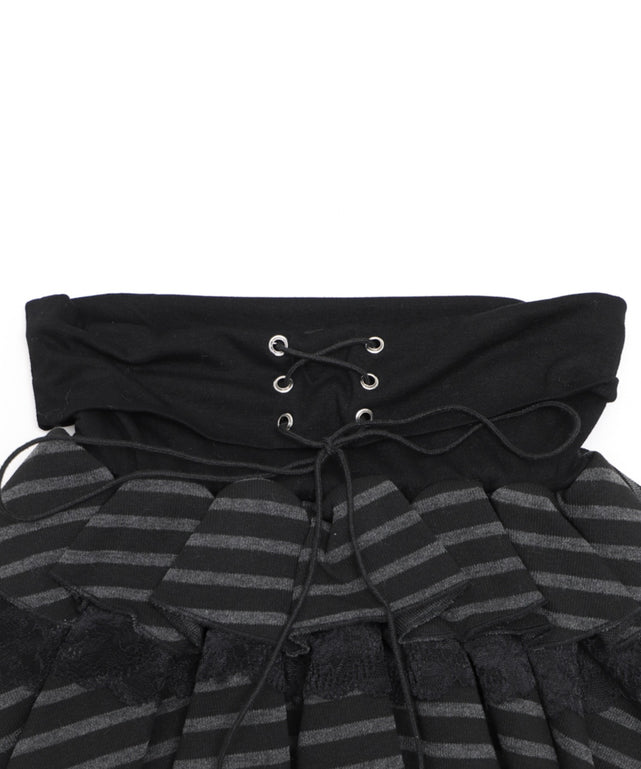 レースアップボーダーティアードスカパン