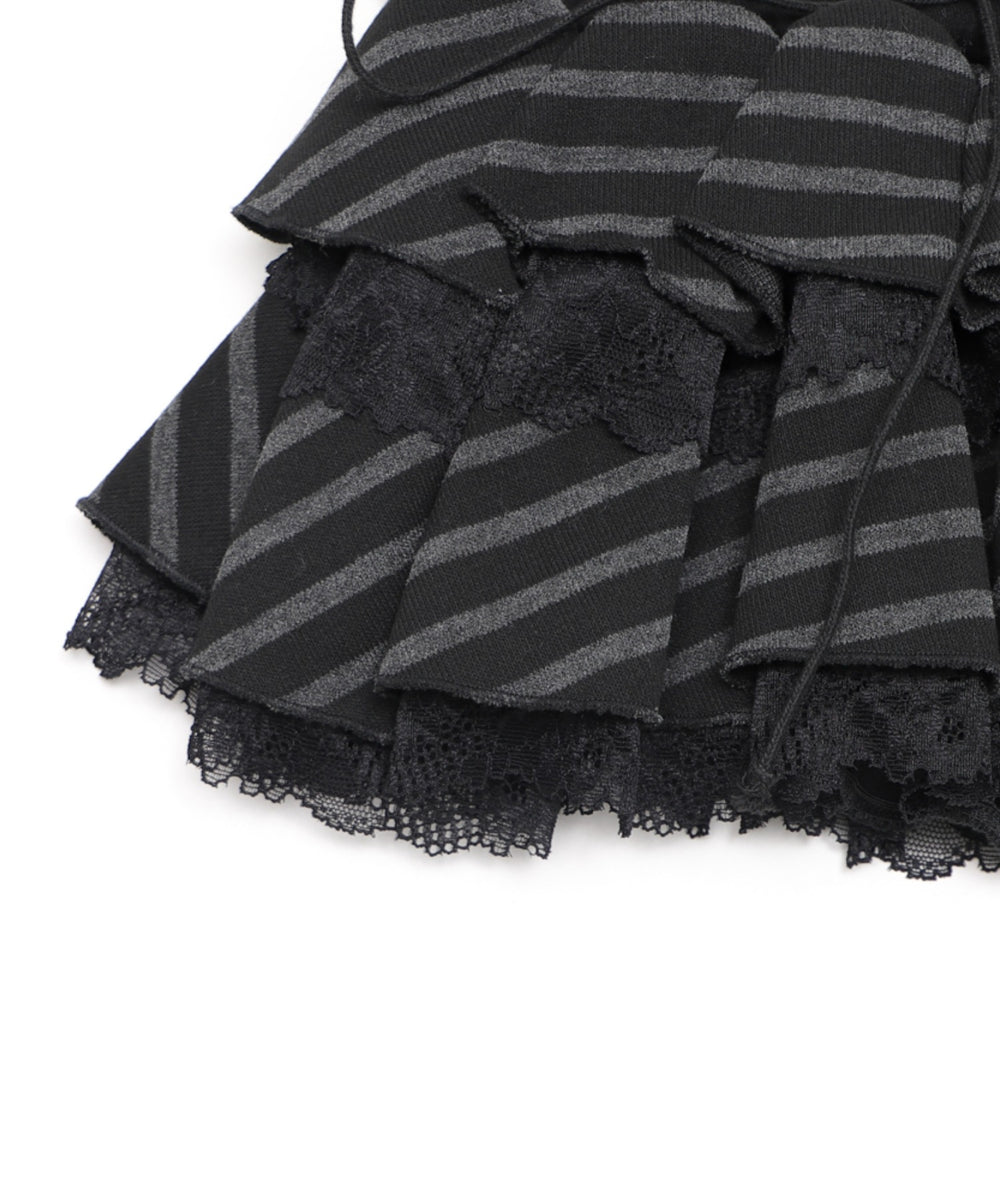 レースアップボーダーティアードスカパン