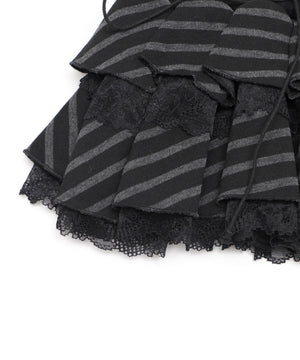 レースアップボーダーティアードスカパン