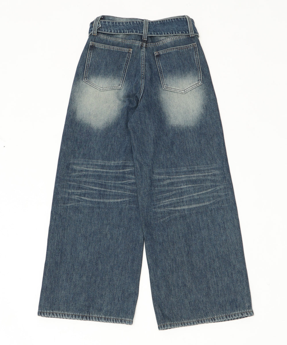 ベルトポケット付きワイドデニム