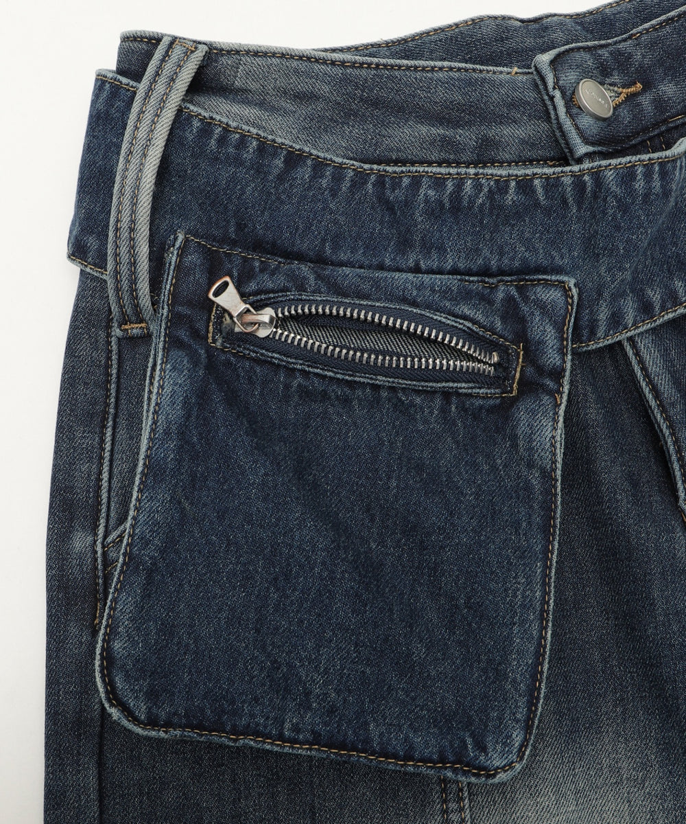 ベルトポケット付きワイドデニム