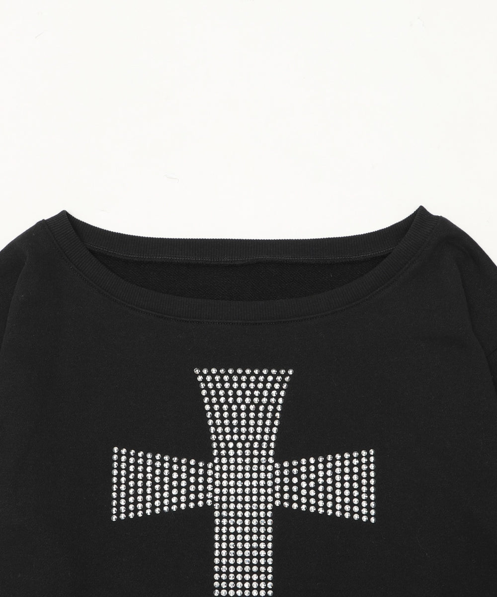 スタッズクロスオフショルスウェット