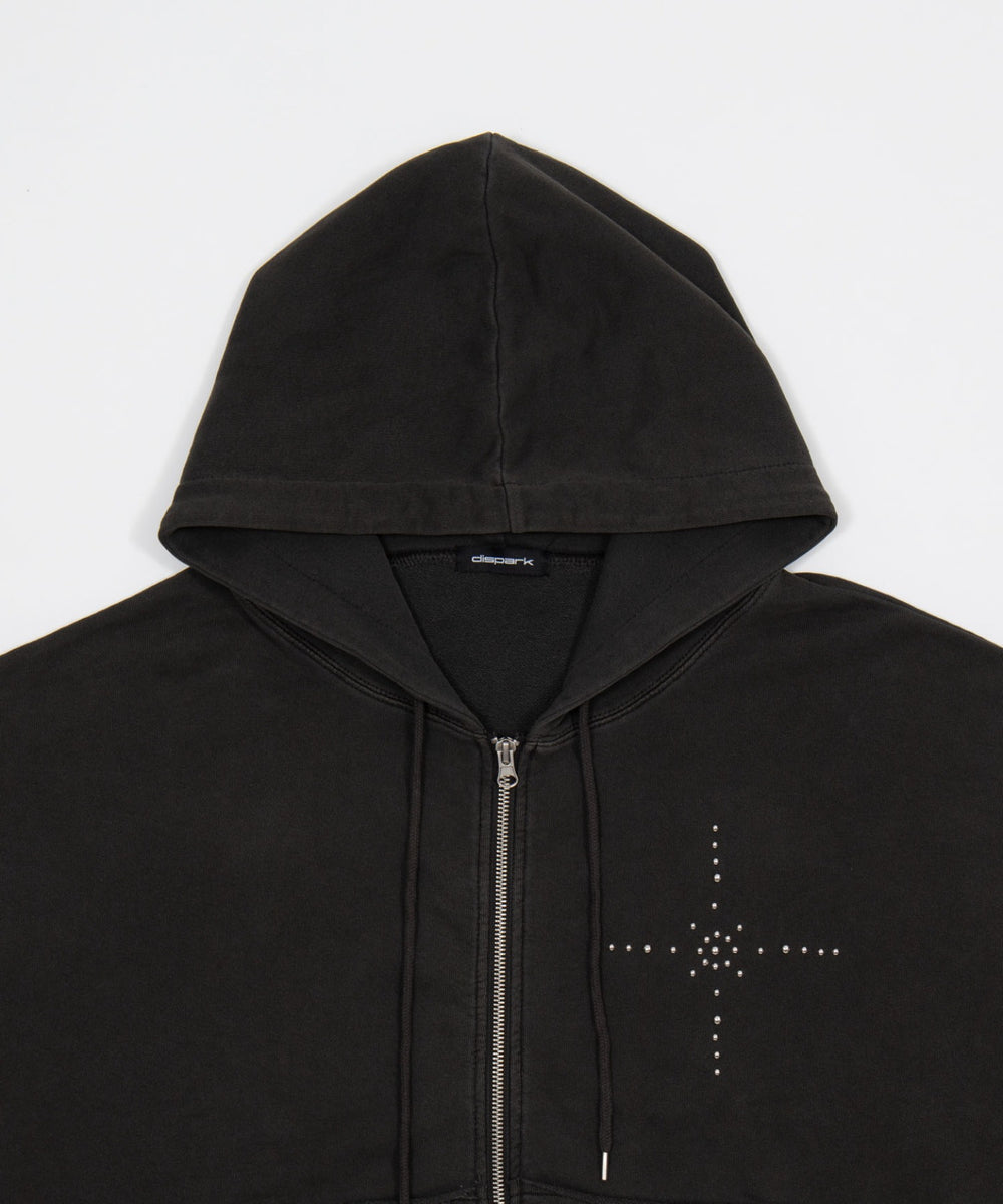 スタッズダブルジップパーカー