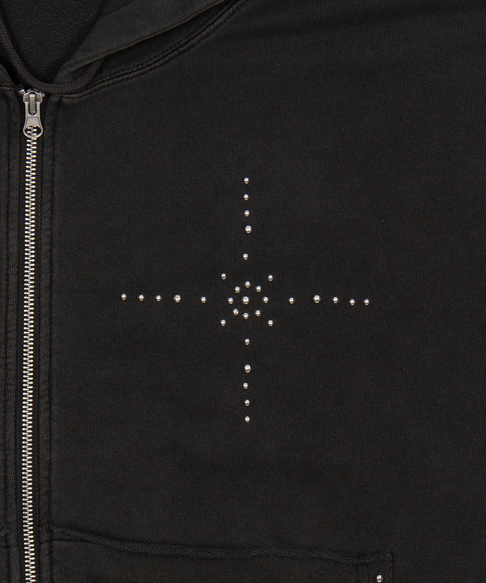 スタッズダブルジップパーカー