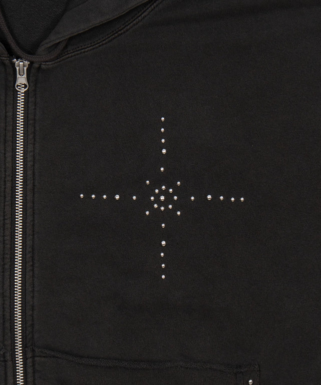 スタッズダブルジップパーカー