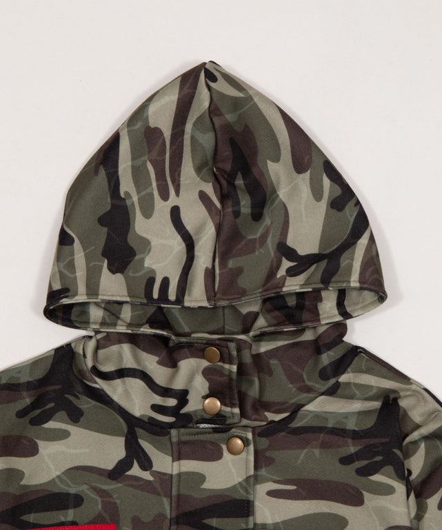 フードカモフラスウェットブルゾン