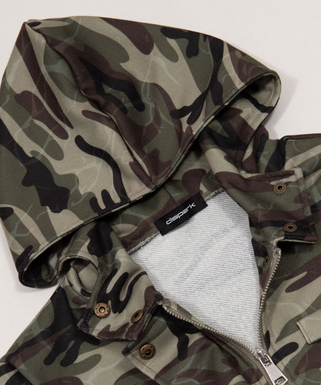 フードカモフラスウェットブルゾン