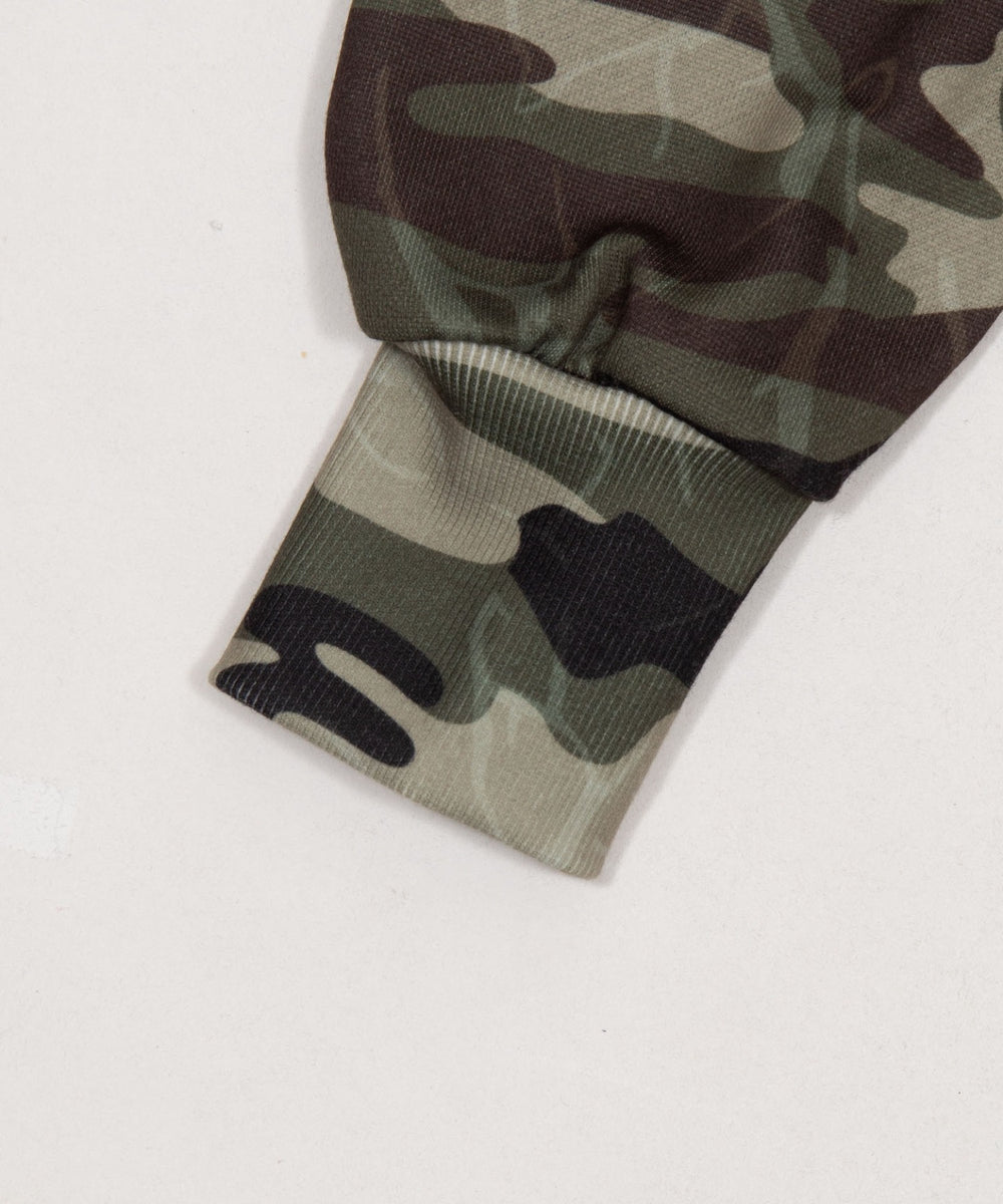 フードカモフラスウェットブルゾン