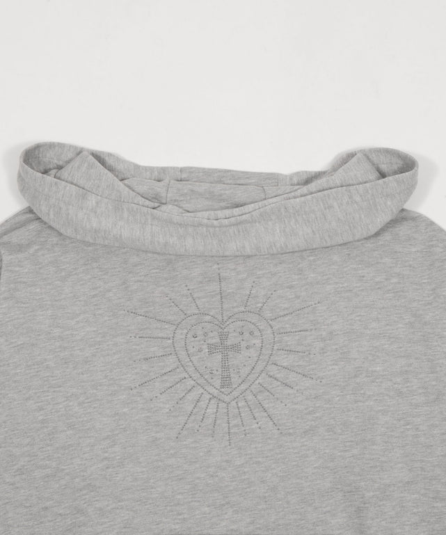 オフショルフードスウェット