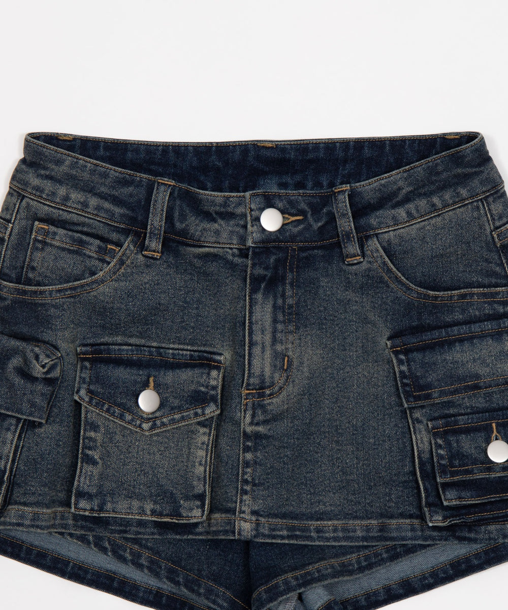 マルチポケットデニムミニスカパン