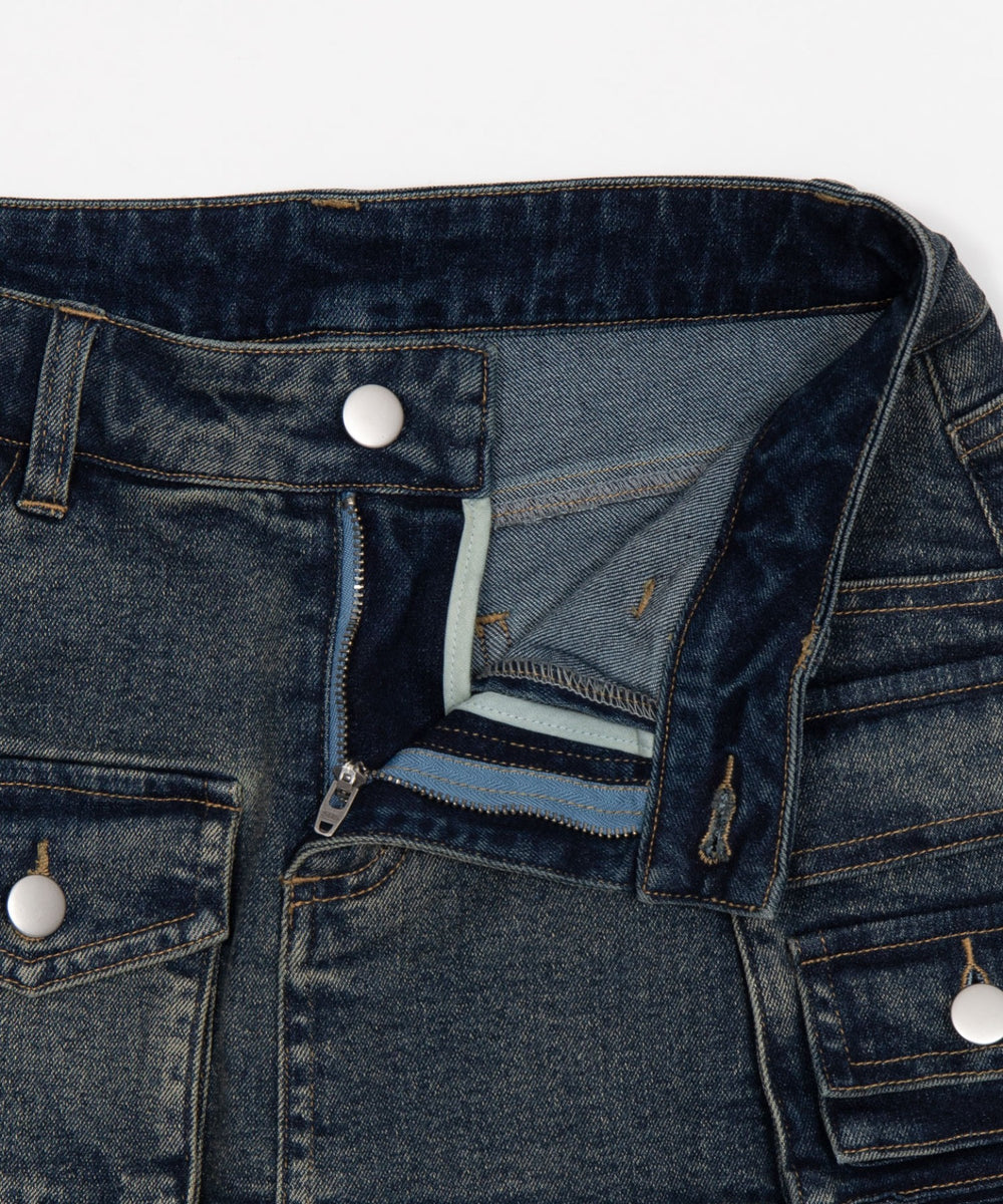 マルチポケットデニムミニスカパン