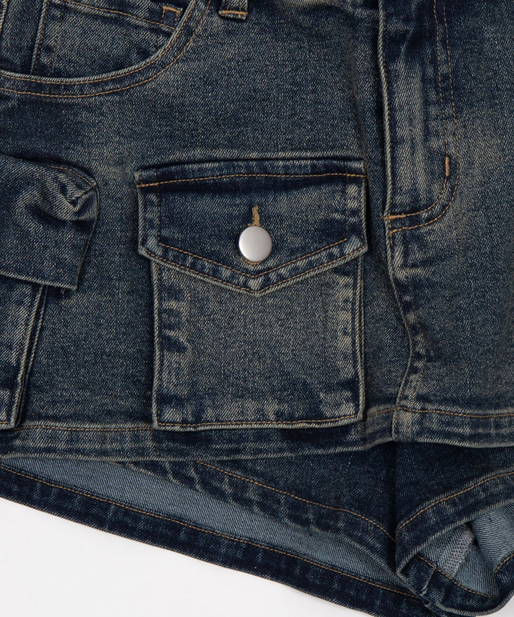 マルチポケットデニムミニスカパン