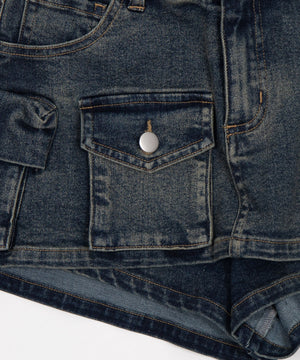 マルチポケットデニムミニスカパン