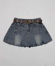 ベルト付きウォッシュドデニムミニスカパン/デニム淡
