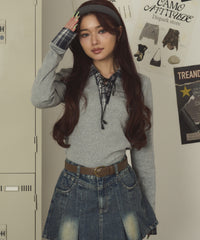 シャツカラーレイヤードトップ