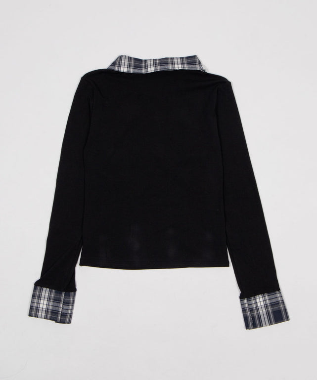 シャツカラーレイヤードトップ