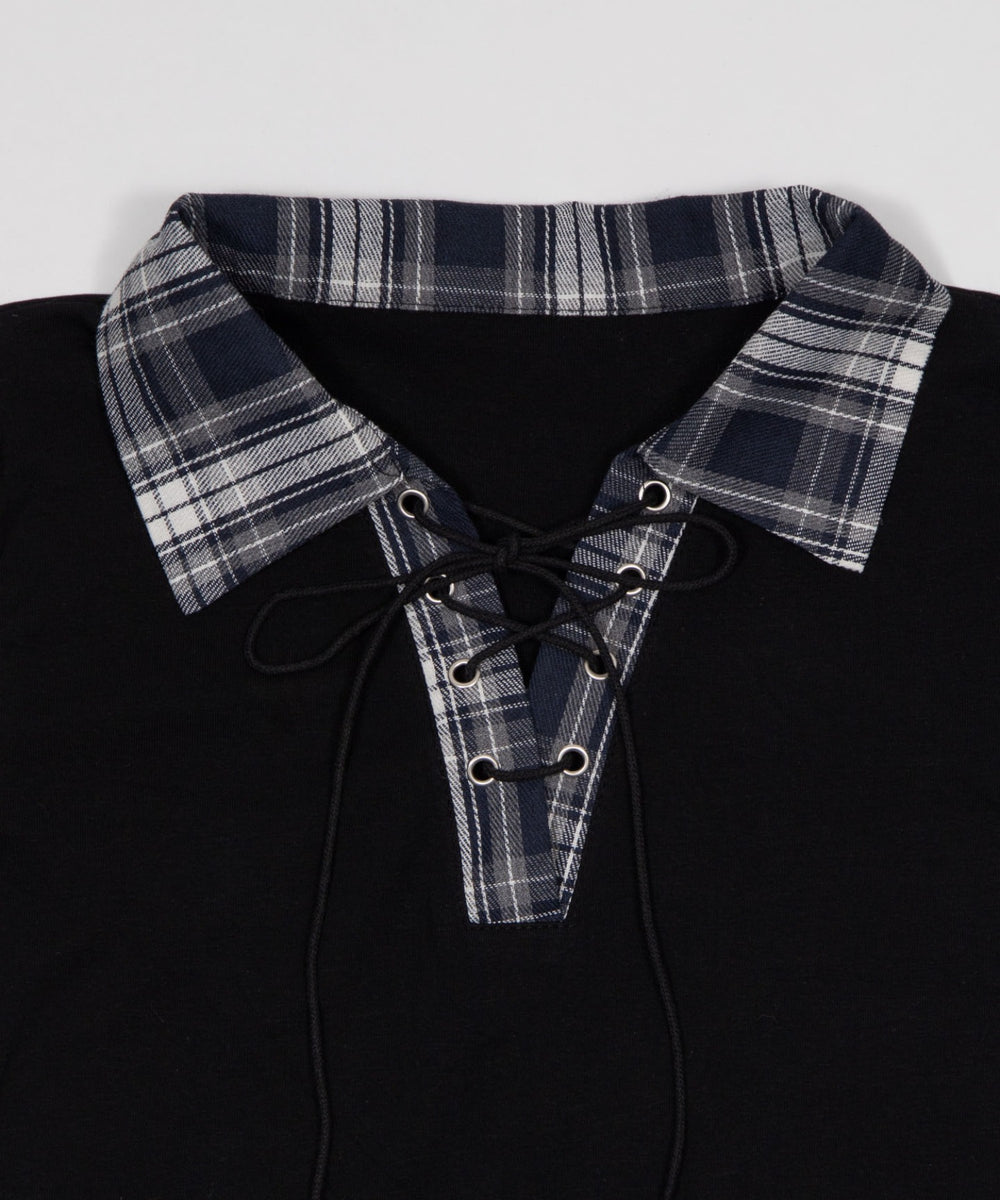 シャツカラーレイヤードトップ