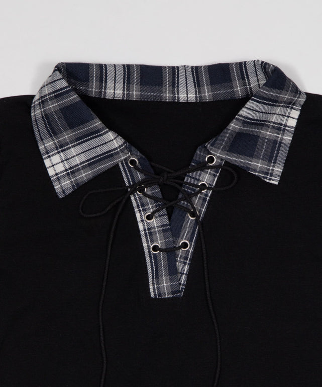 シャツカラーレイヤードトップ