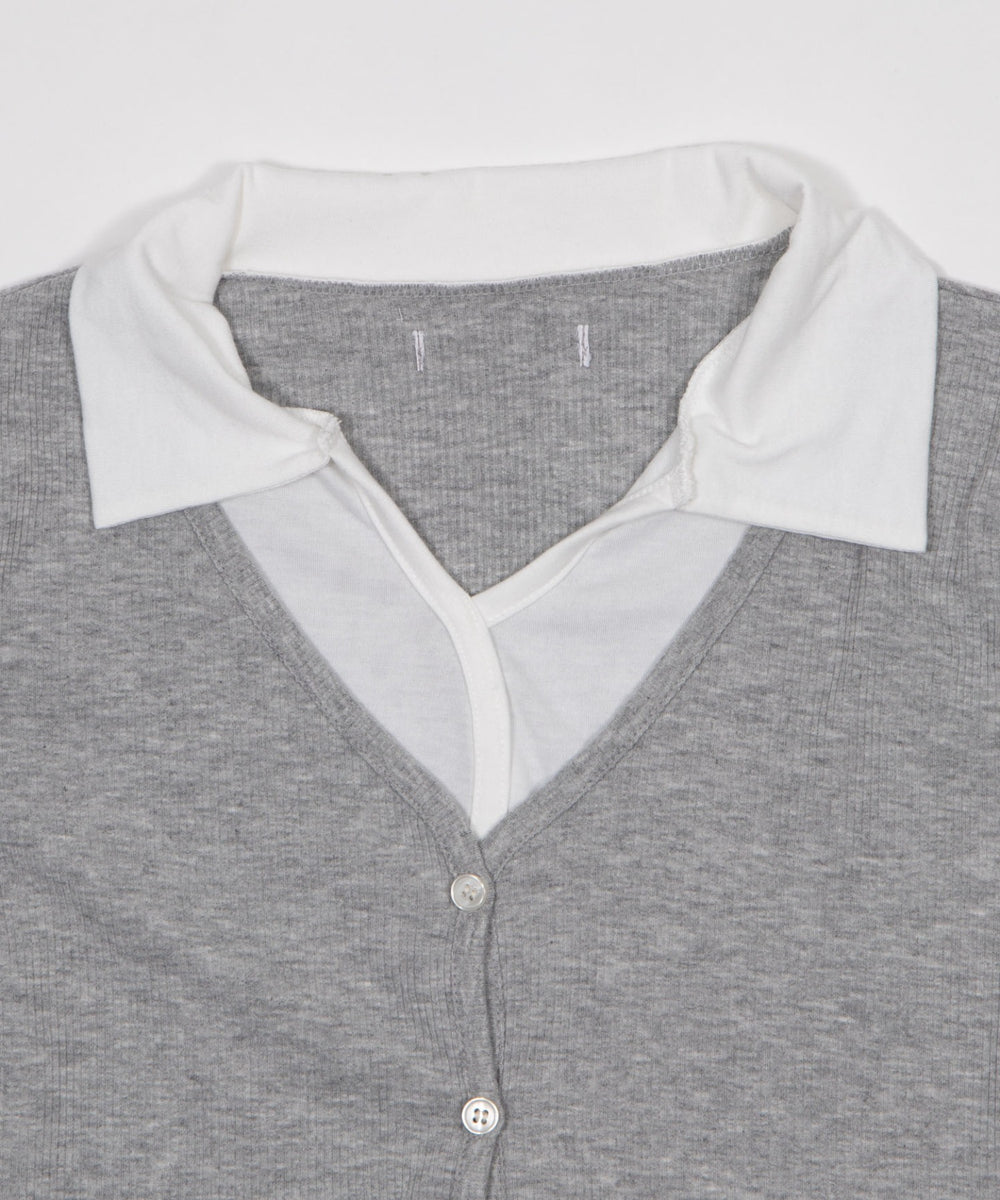 レイヤードシャツトップ